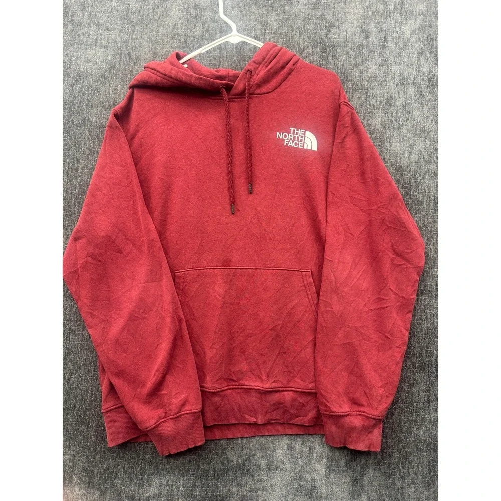 The North Face Hoodie Mens Large Red Fleece Lined Comfy Long Sleeves Pullover